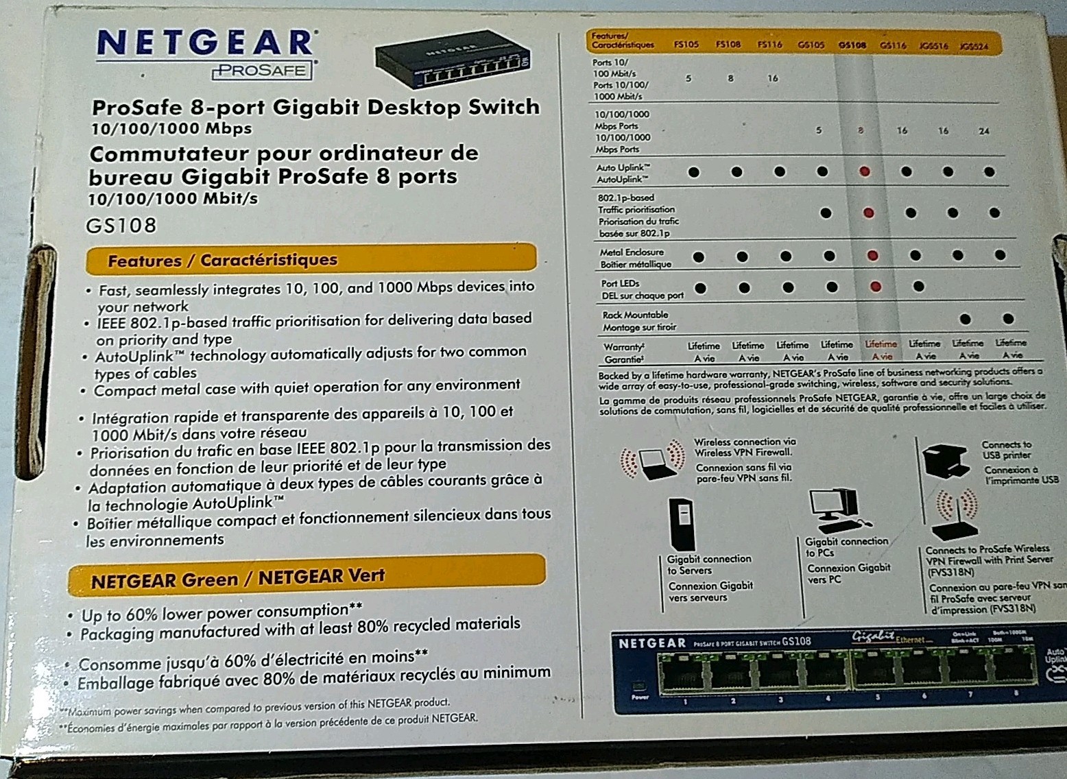 NETGEAR GS108 (GS108) 8 Port Standalone Gigabit Ethernet Switch