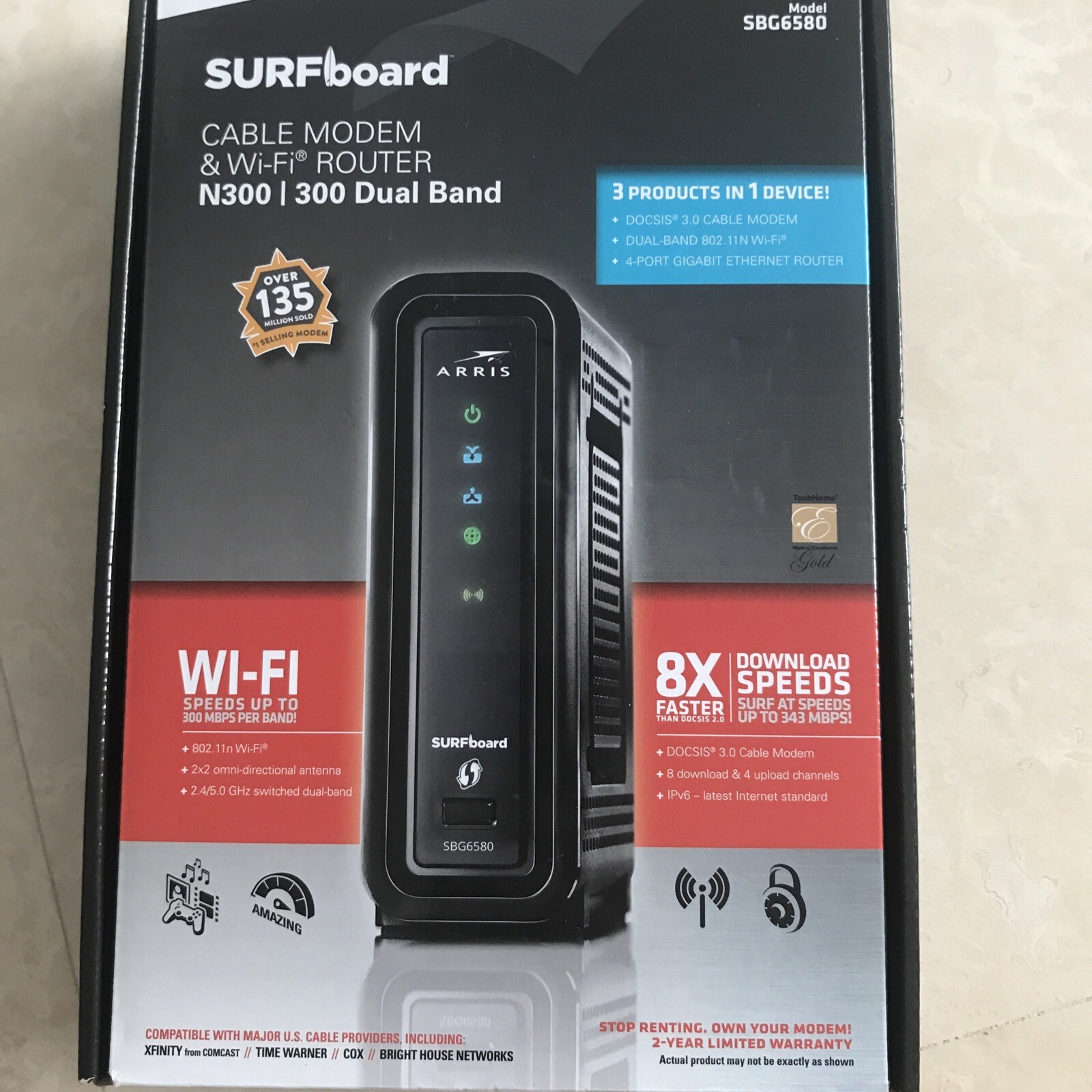 Motorola Arris SURFboard Modem& Wi-Fi Router Model SBG6580 – N300 Dual Band