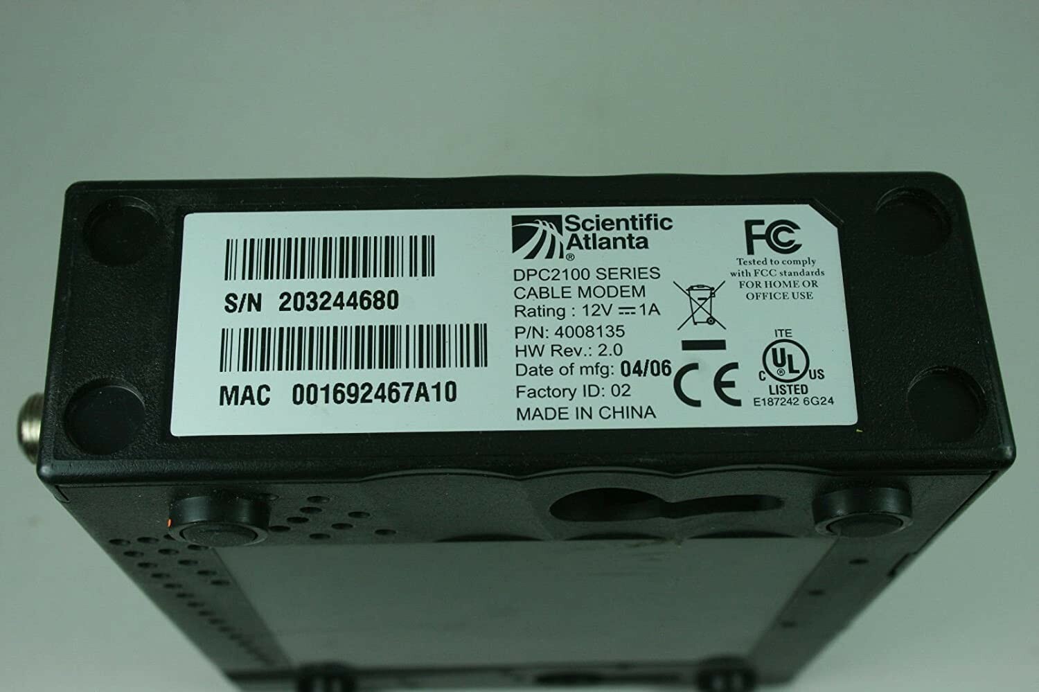 Scientific Atlanta Webstar Dpc2100r2 Cable Modem  DPC 2100 R2 Tested