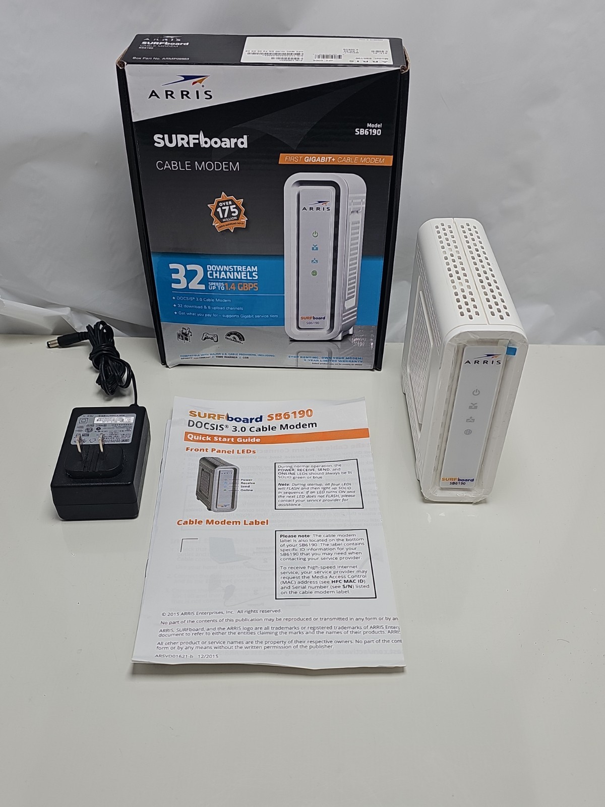 ARRIS Surfboard SB6190 – 32×8 Docsis 3.0 Cable Modem – White