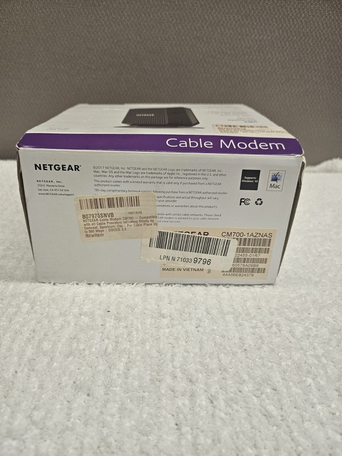 NETGEAR CM700-100NAS Cable Modem In Box