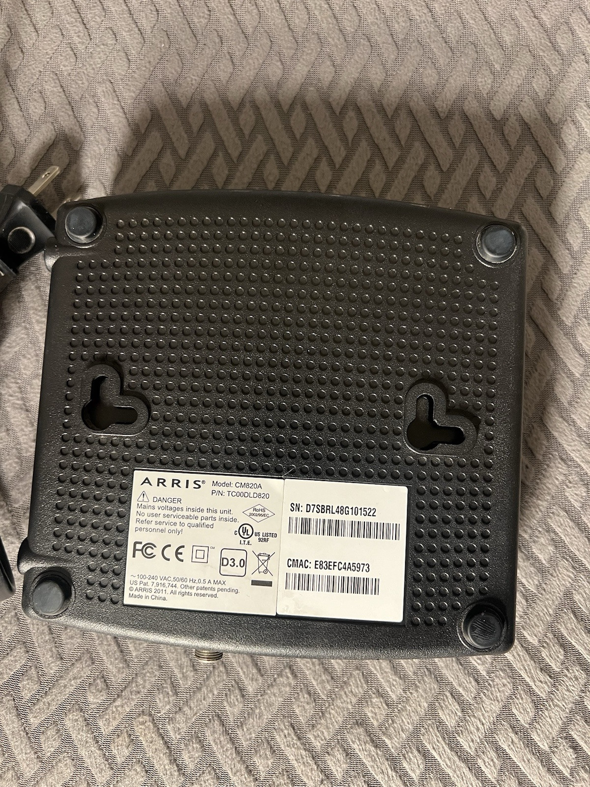 ARRIS CM820A Docsis 3.0 Modem
