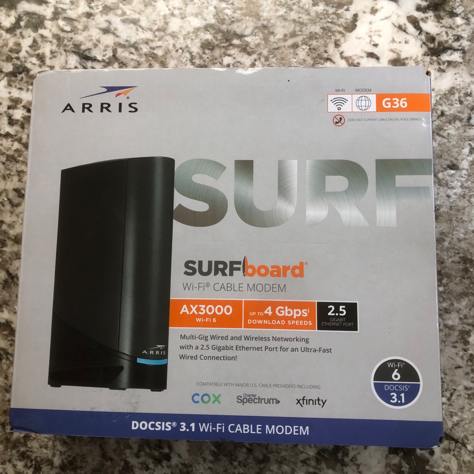 ARRIS SURFboard G36 DOCSIS 3.1 Wi-Fi 6 Cable Modem Router Combo AX3000 Multi-Gig