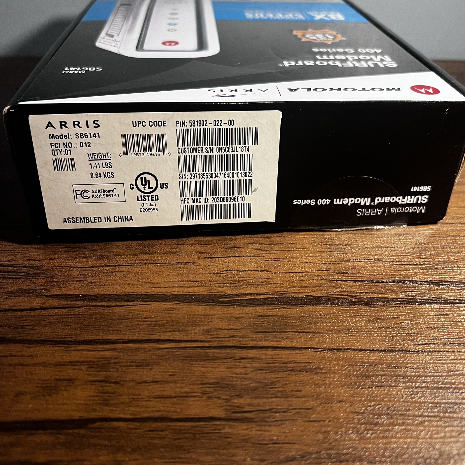 Motorola ARRIS Surfboard SB6141 DOCSIS 3.0 Cable Modem No charger