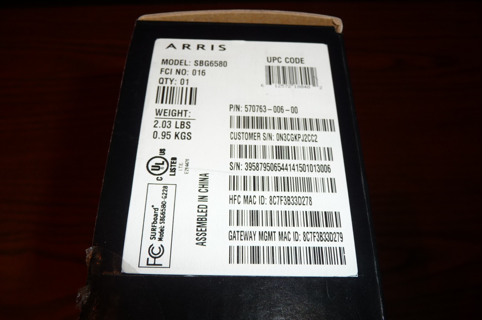 Motorola ARRIS SURFboard SBG6580 DOCSIS 3.0 Cable Modem and Wi-Fi Router N300