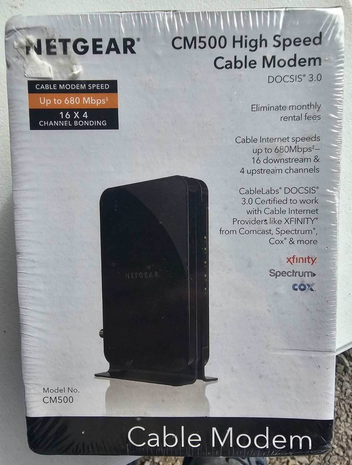NETGEAR CM500 DOCSIS 3.0 Cable Modem 680 Mbps IPv6 1 LAN Gigabit Black