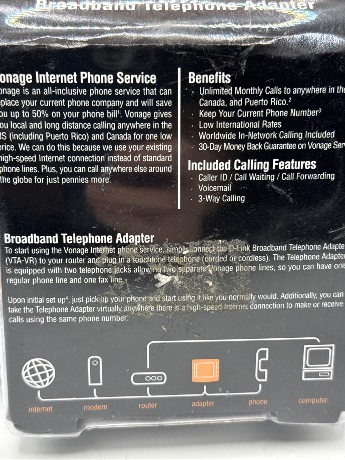 D-Link VTA-VR Vonage Broadband Telephone Adapter Internet Phone Starter Kit NEW