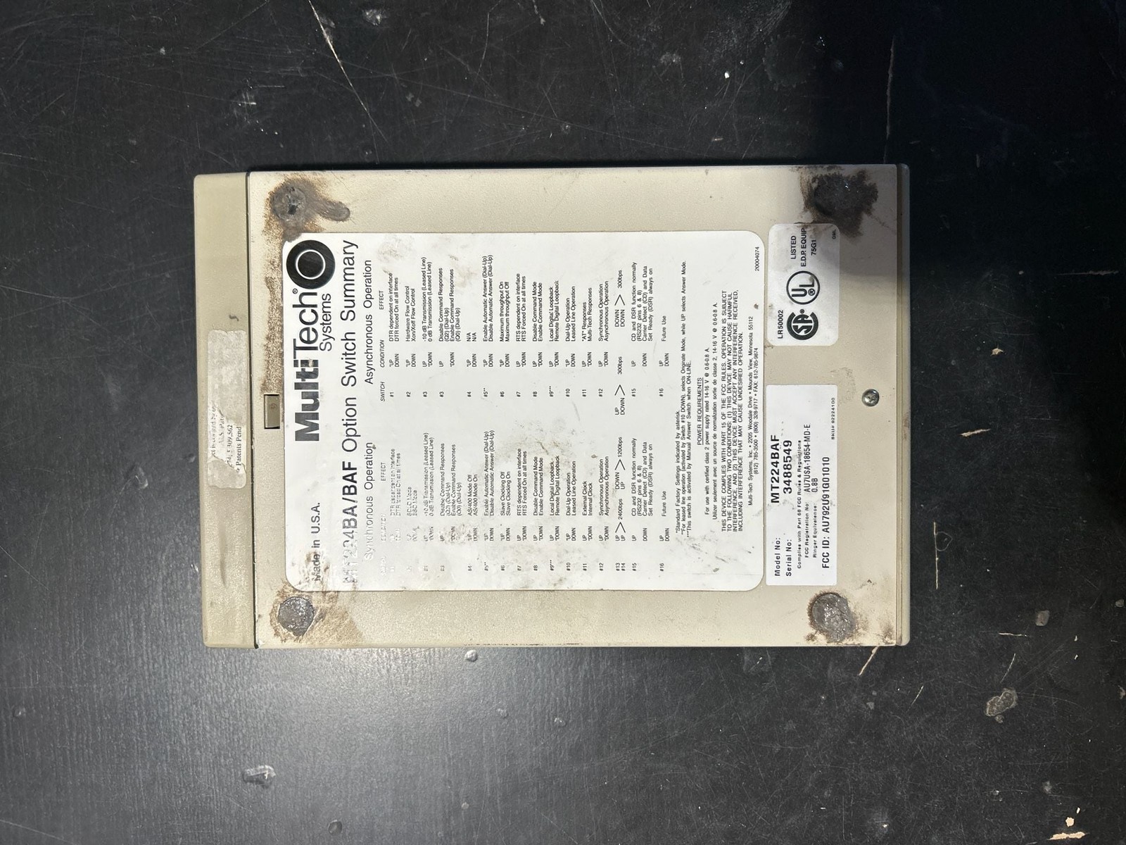 MultiTech Systems MultiModem II MT224BAF 2400 bps Intelligent Modem