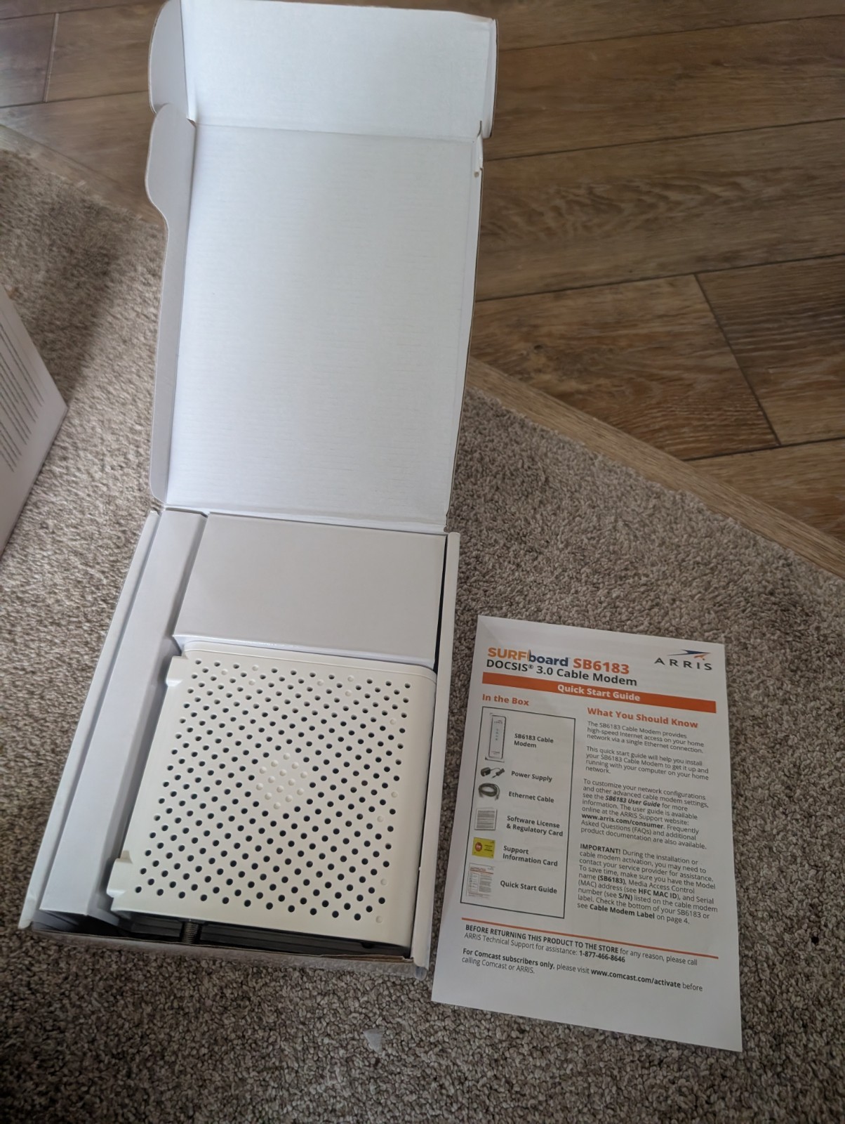 ARRIS SURFboard SB6183 Cable Internet Modem Gaming Speed White NEW Open Box