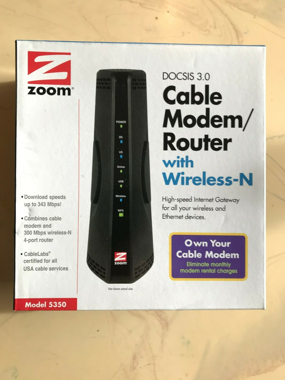 Zoom Cable Modem/Router Wireless-N Model 5350 –  DOCSIS 3.0 – Works Great!