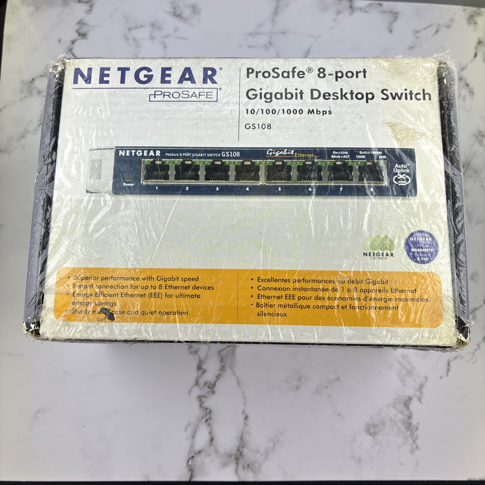 Netgear ProSafe GS108 8-Port Gigabit Desktop Switch NEW Sealed GS108NA Metal