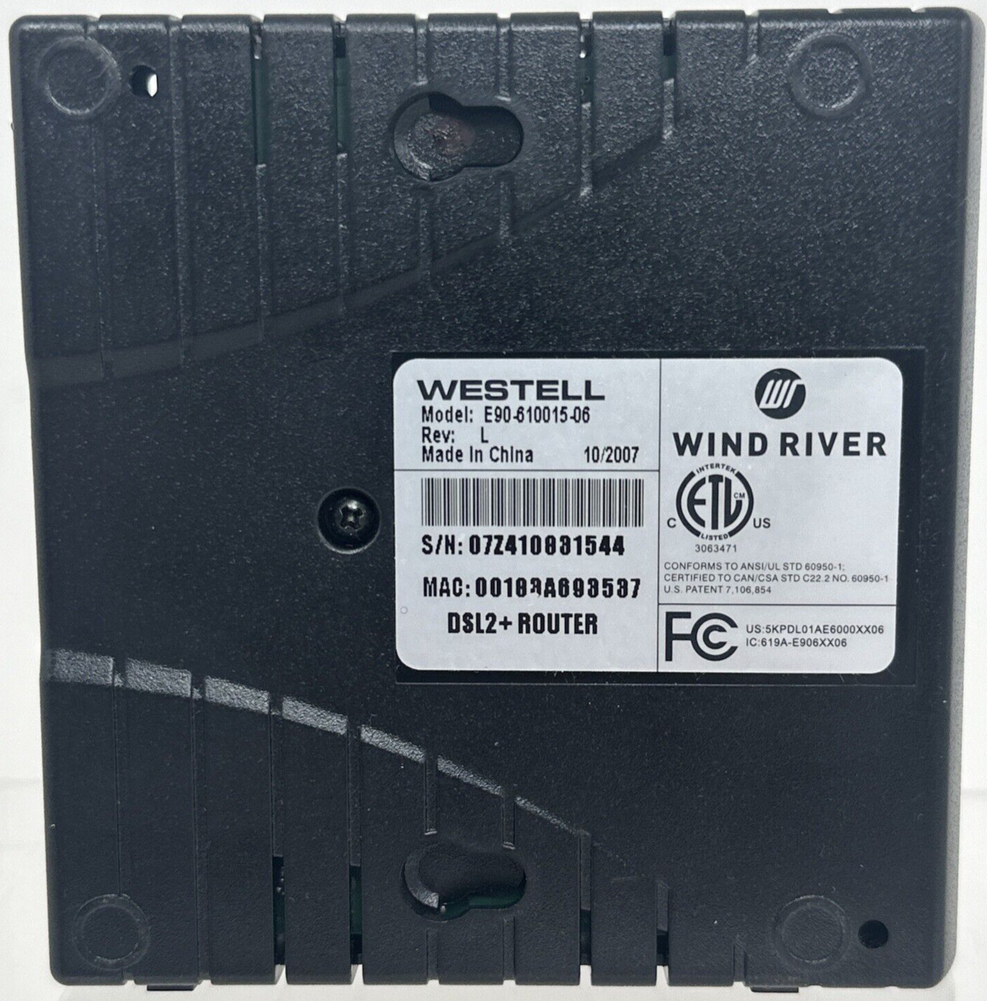 Westell 6100 DSL2 Internet Router Model E90-610015-06 w/ AC Adapter and Cat5