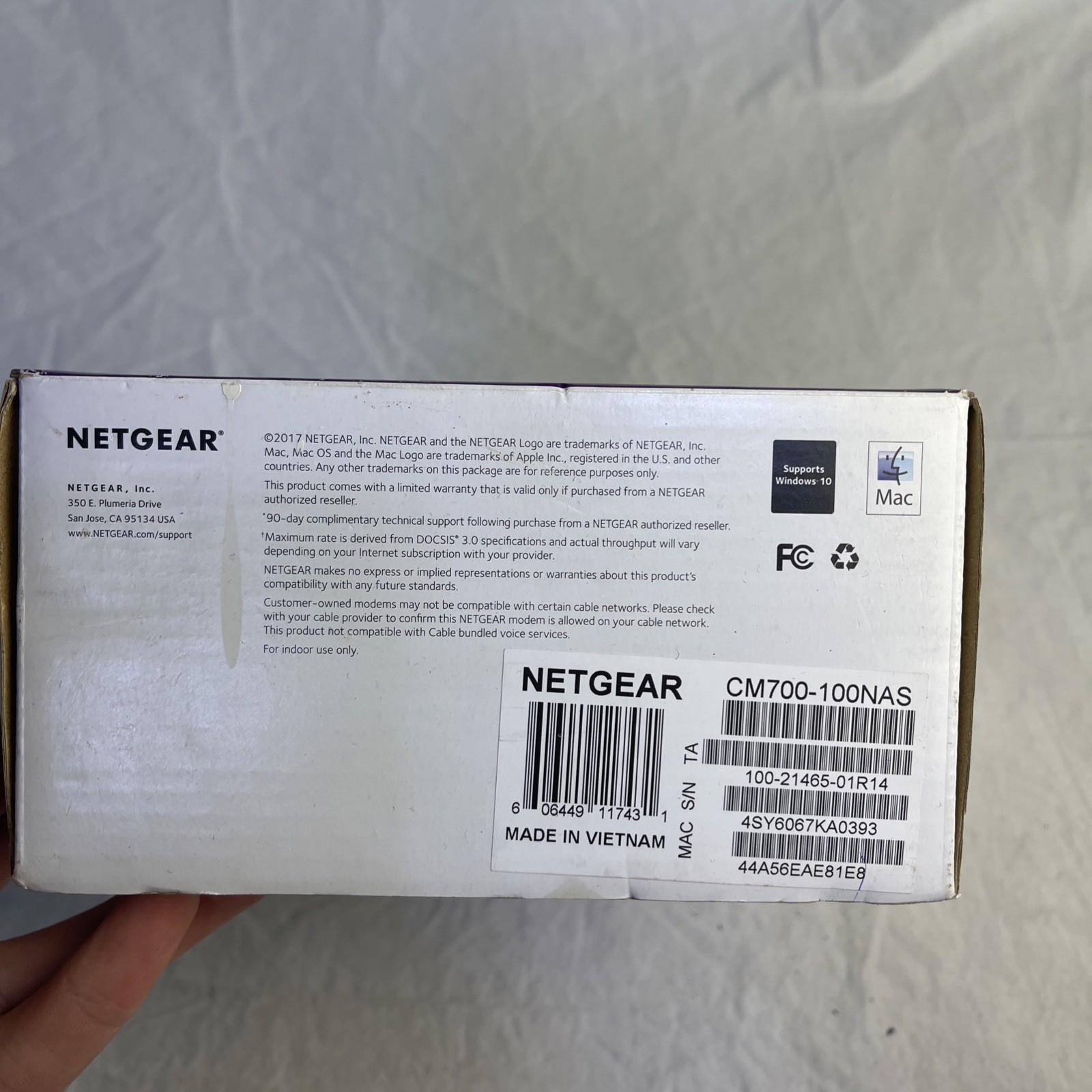 NETGEAR CM700-100NAS Cable Modem New Open Box