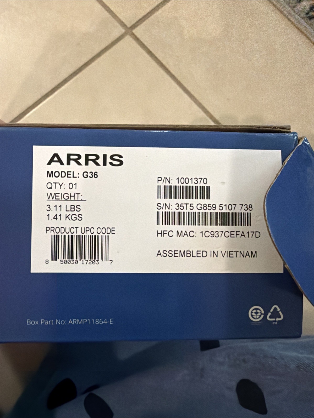 ARRIS – SURFboard G34 DOCSIS 3.1 WiFi 6 Cable Modem – AX3000 – 4 GBPS READ DESC