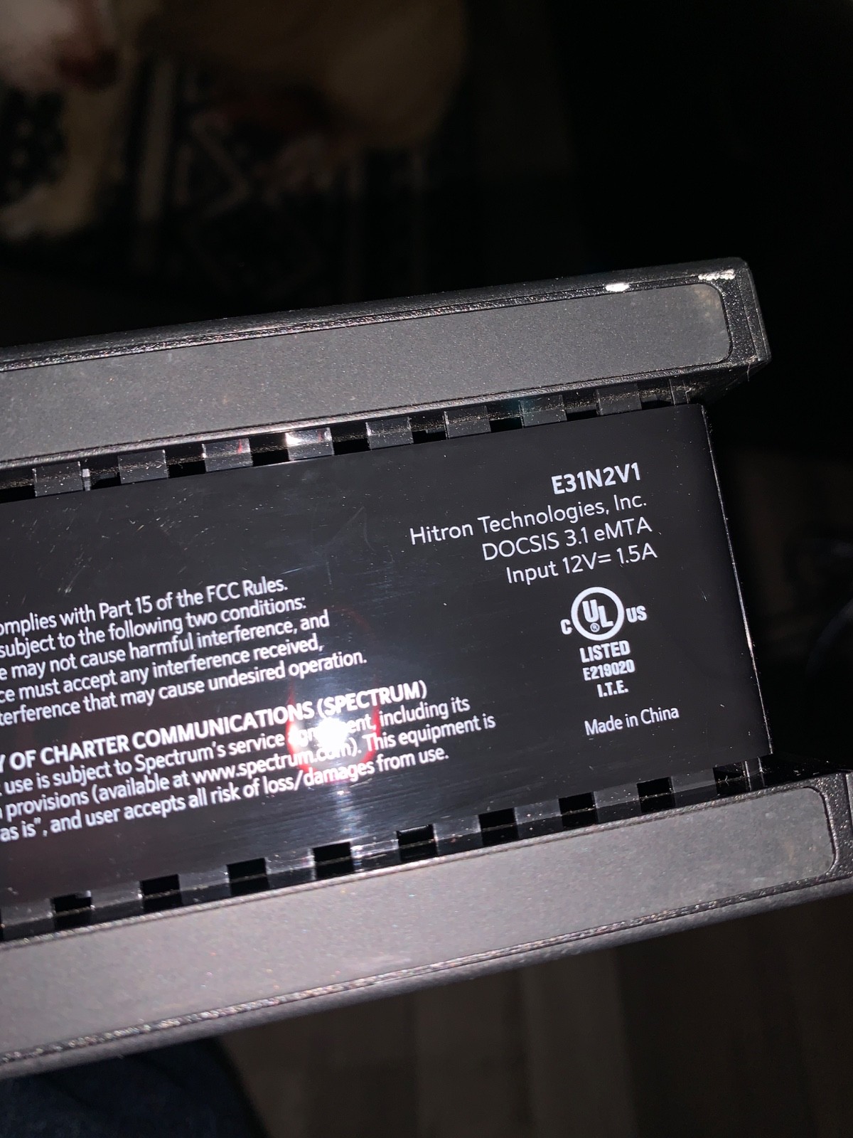 Hitron Technologies Spectrum E31N2V1 Cable Modem DOCSIS 3.1 eMTA w/Adapter