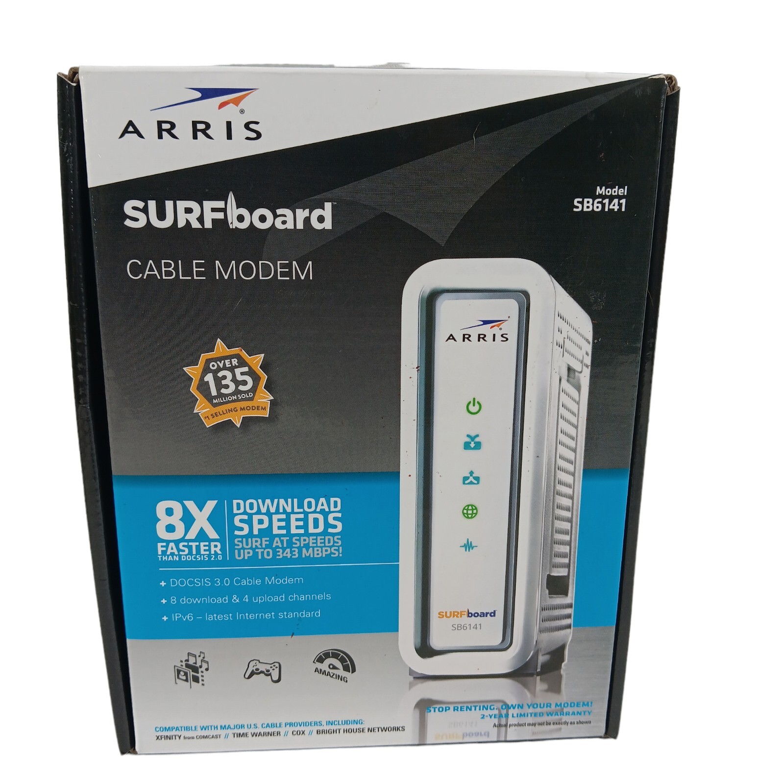 Arris Motorola SURFboard SB6141 DOCSIS 3.0 Cable Modem Xfinity Cox Time Warner