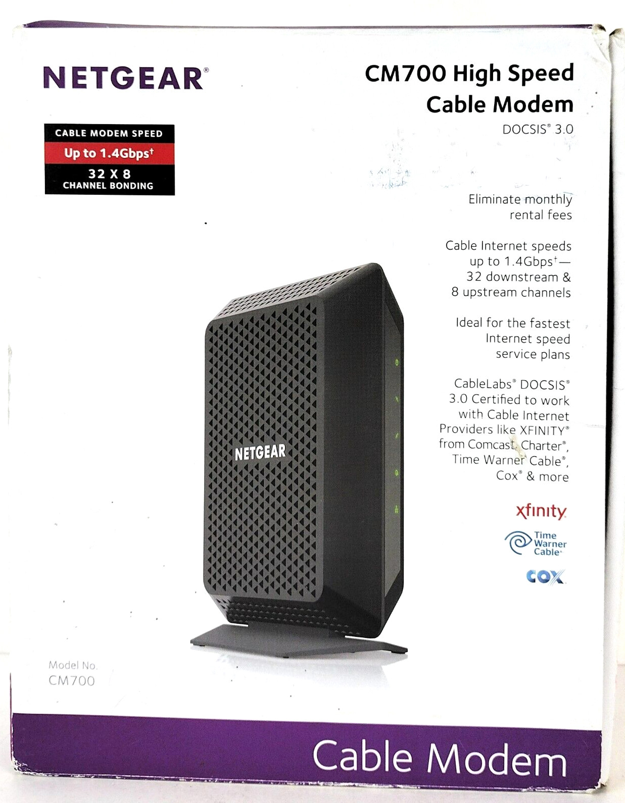 NETGEAR CM700-100NAS High Speed Cable Modem 1.4Gbps DOCSIS 3.0