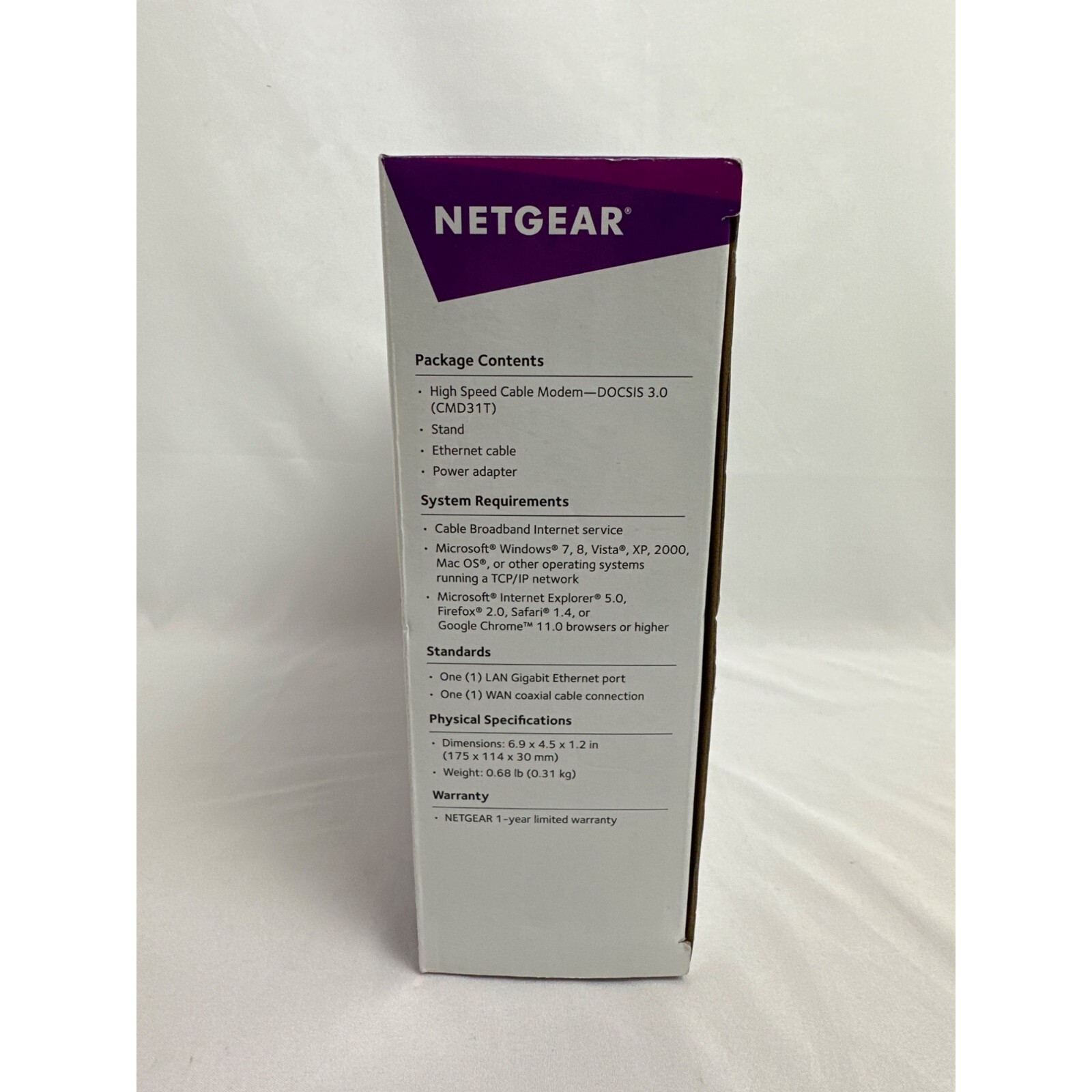NETGEAR High Speed Cable Modem DOCSIS 3.0 Model#CMD31T UNTESTED