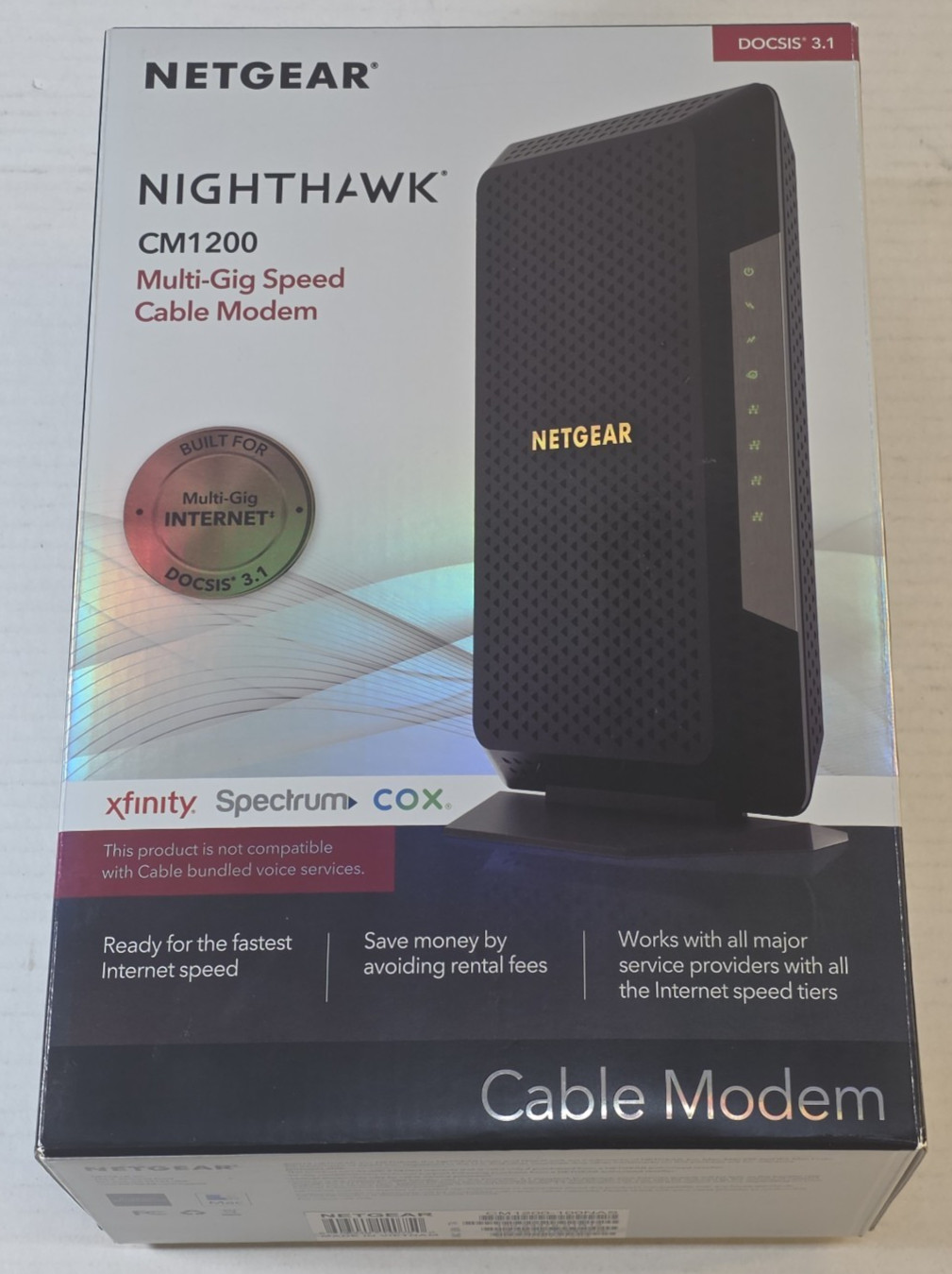 NETGEAR Nighthawk CM1200-100NAS DOCSIS 3.1 Cable Modem w/ everything