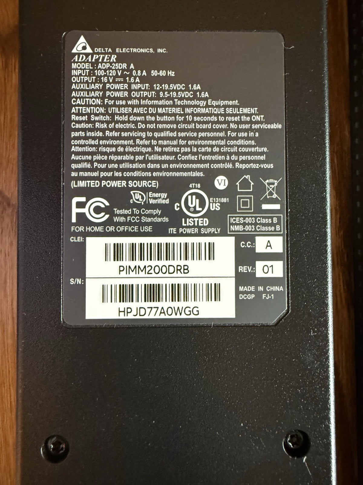 Verizon Fios Nokia G-211M-C ONT Fiber Optic Modem w/ Power Supply & Cables