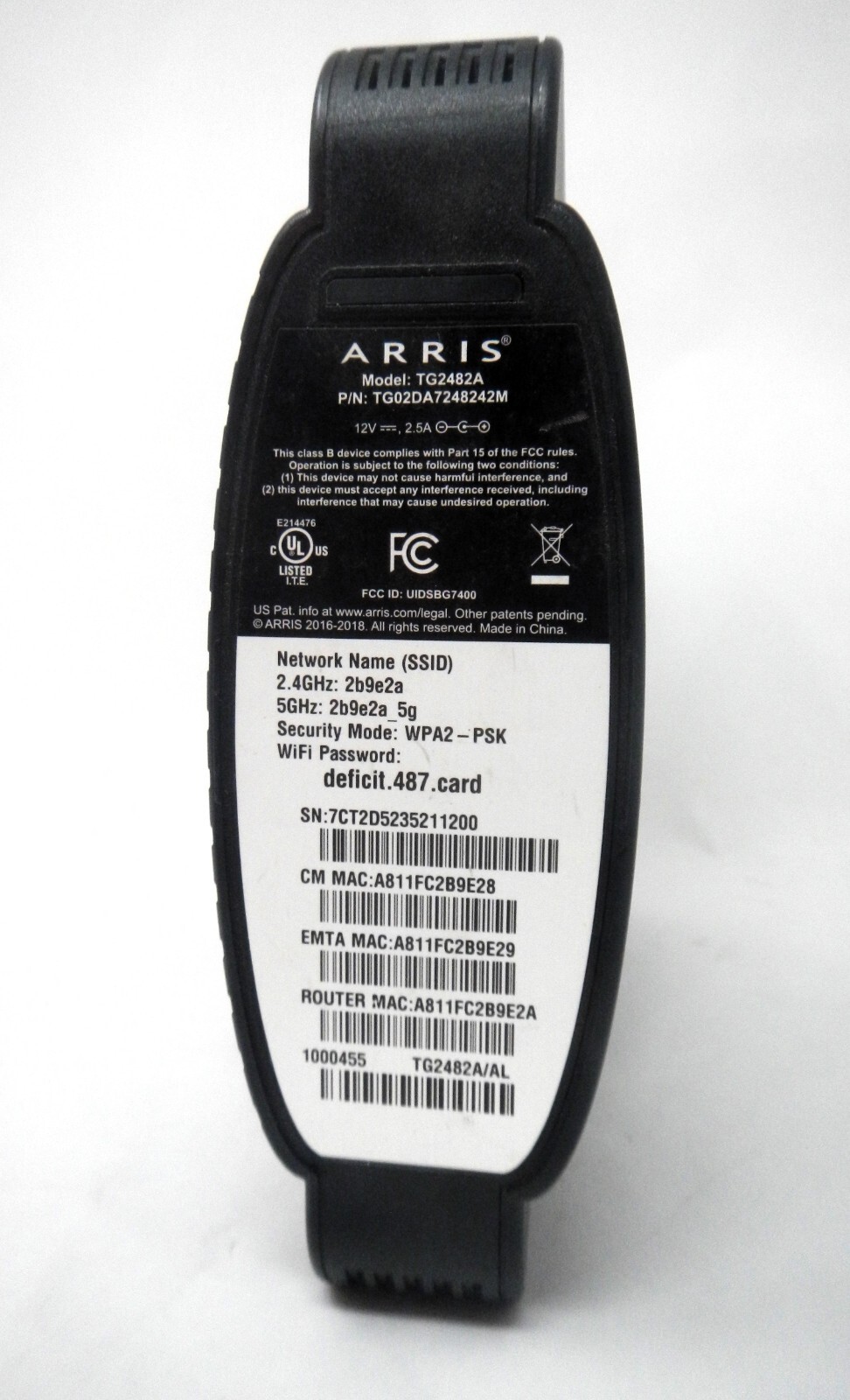 Arris TG1672G Gateway WIFI 2.5GHz – 5.0GHz 4 Port Modem
