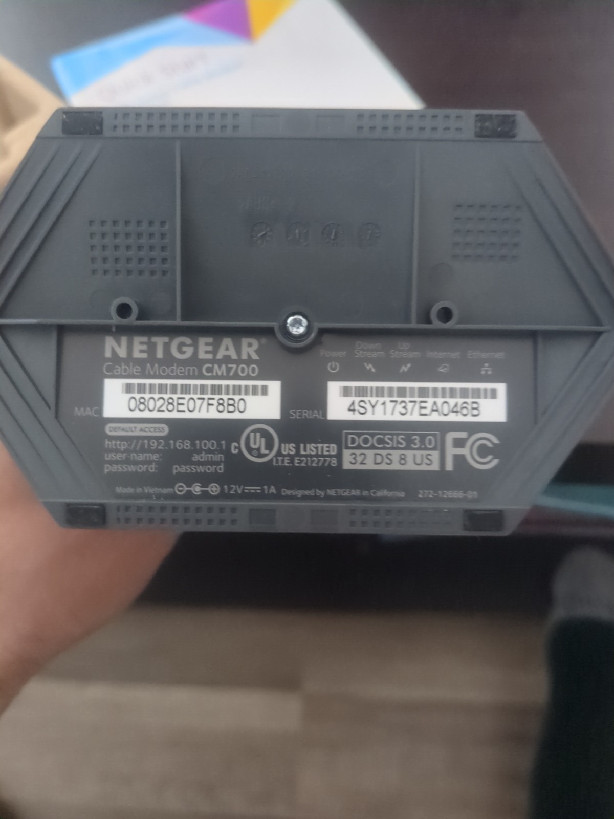 NETGEAR CM700-100NAS Cable Modem