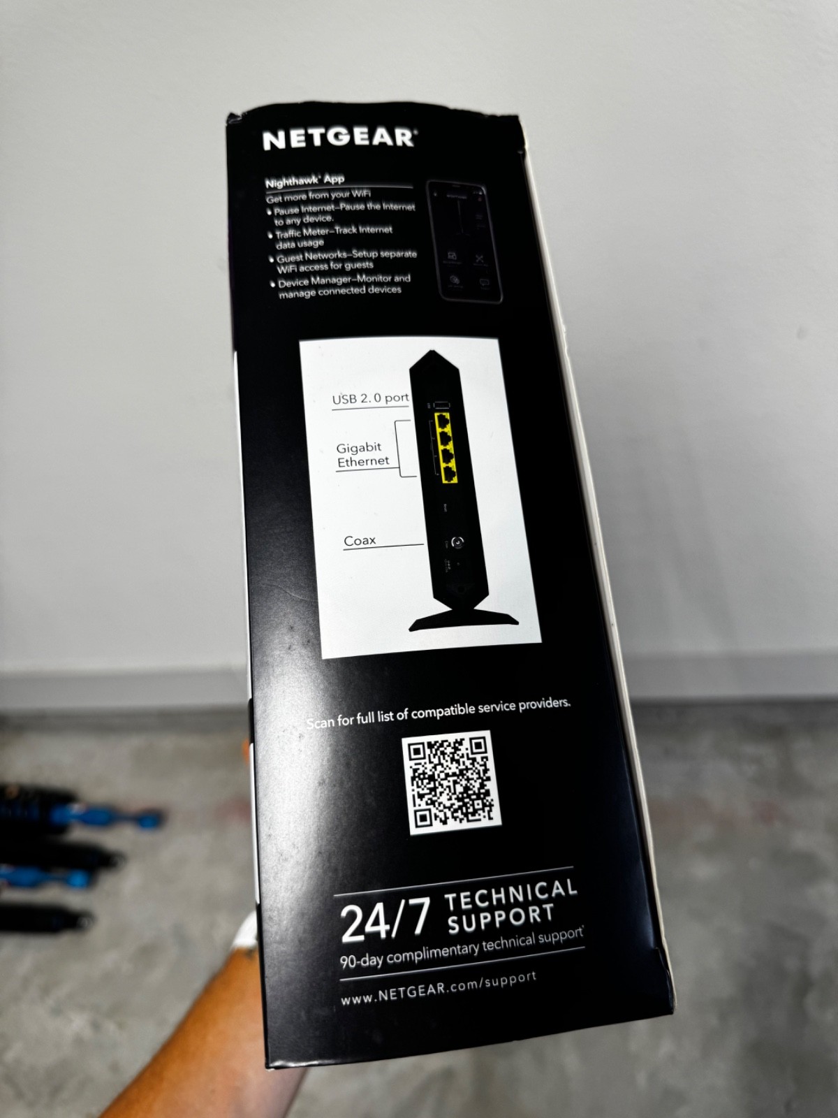 NETGEAR Nighthawk AC1900 Router with DOCSIS 3.0 Cable Modem – Black NEW Open Box