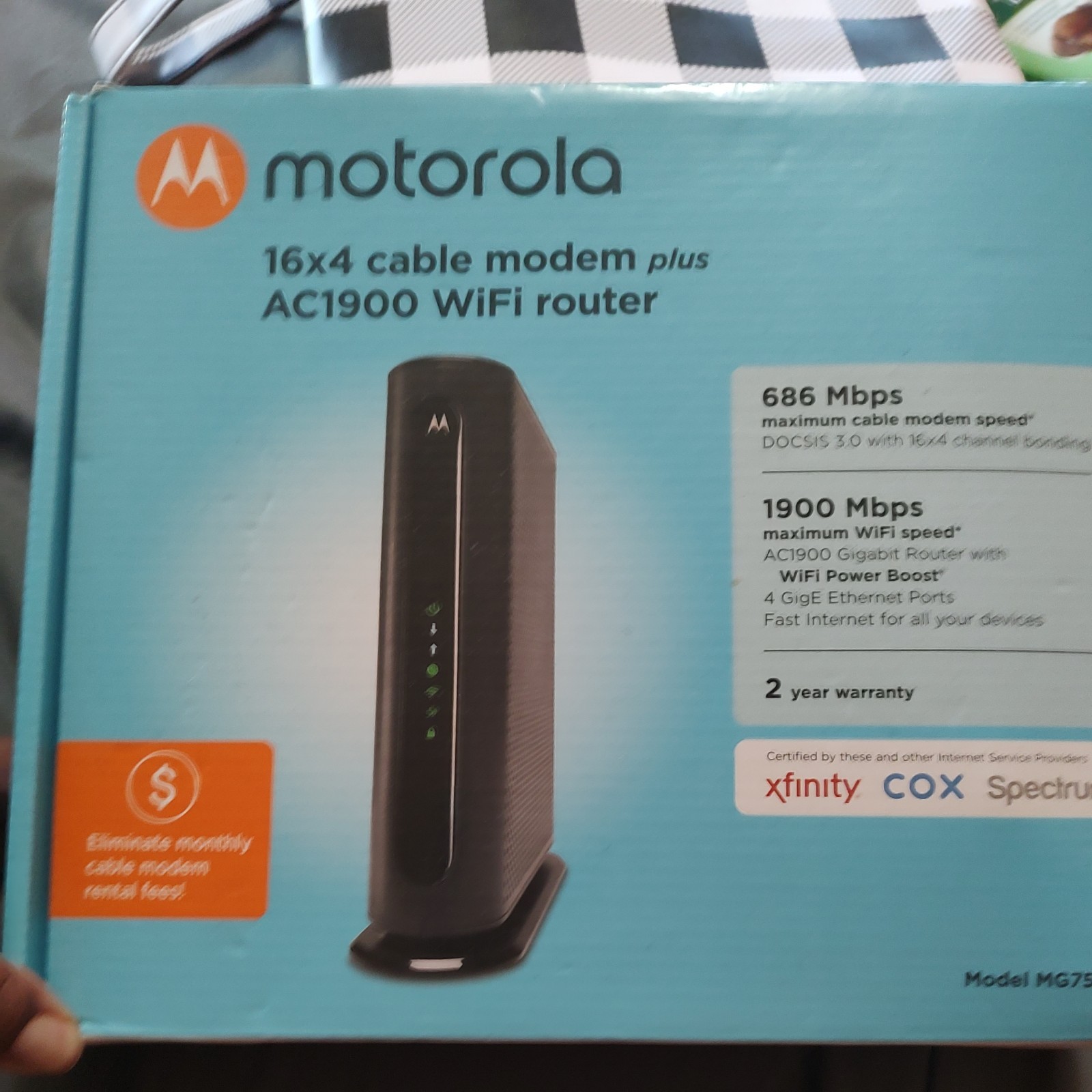 Motorola MG7550 16×4 High Speed ​​Cable Modem – Black