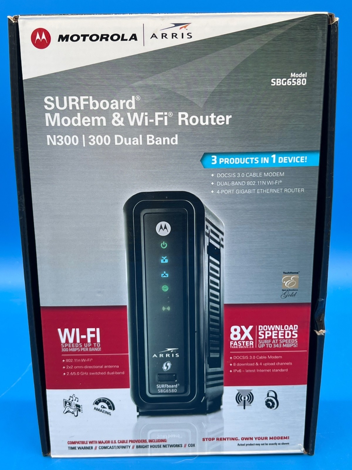 Motorola Arris SURFboard SBG6580 Modem & Wi-Fi Router N300 300 Dual Band