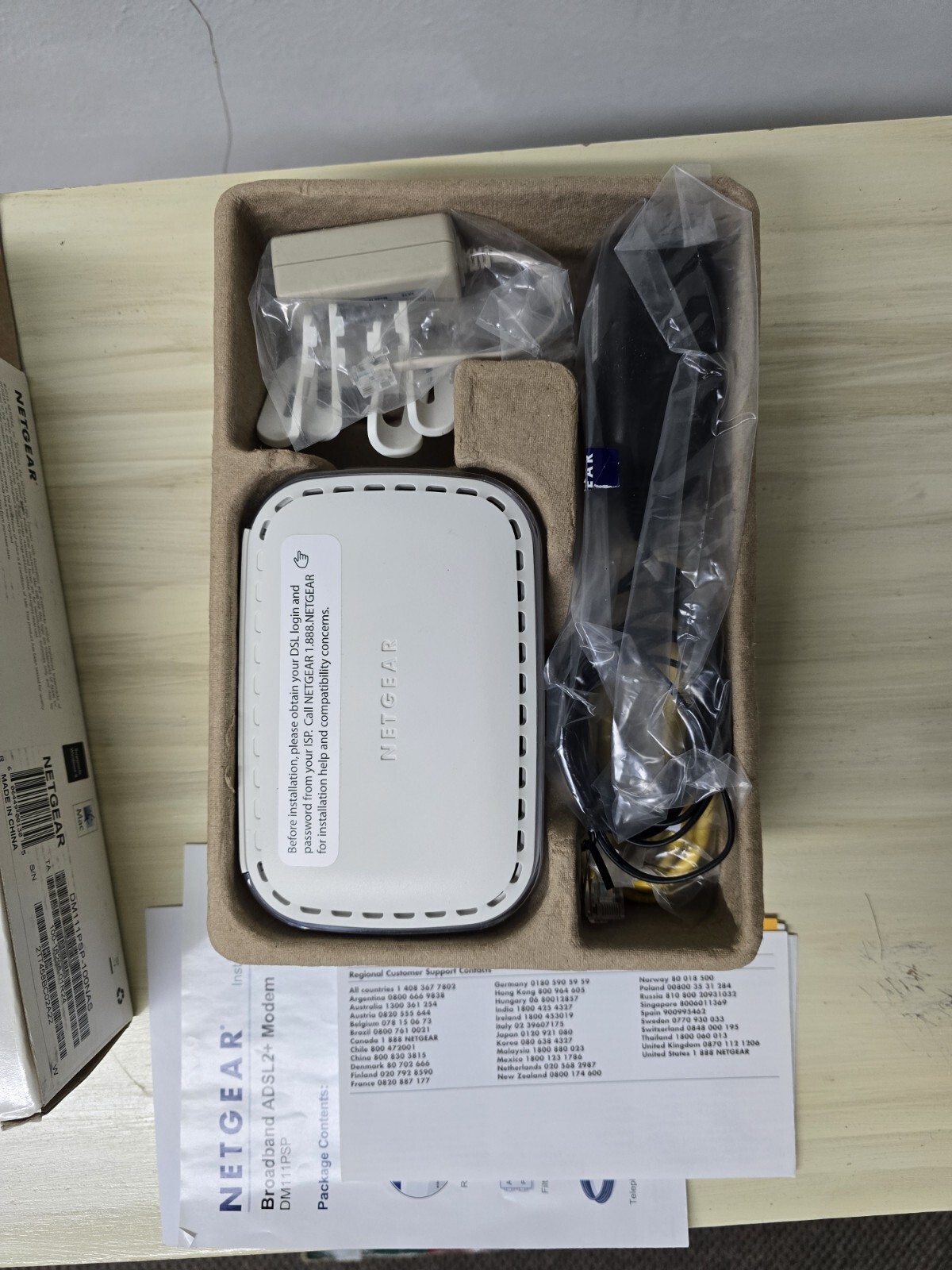 Netgear DSL Broadband , DM111PSP, ADSL2+ Modem All Cords And Installation Guide