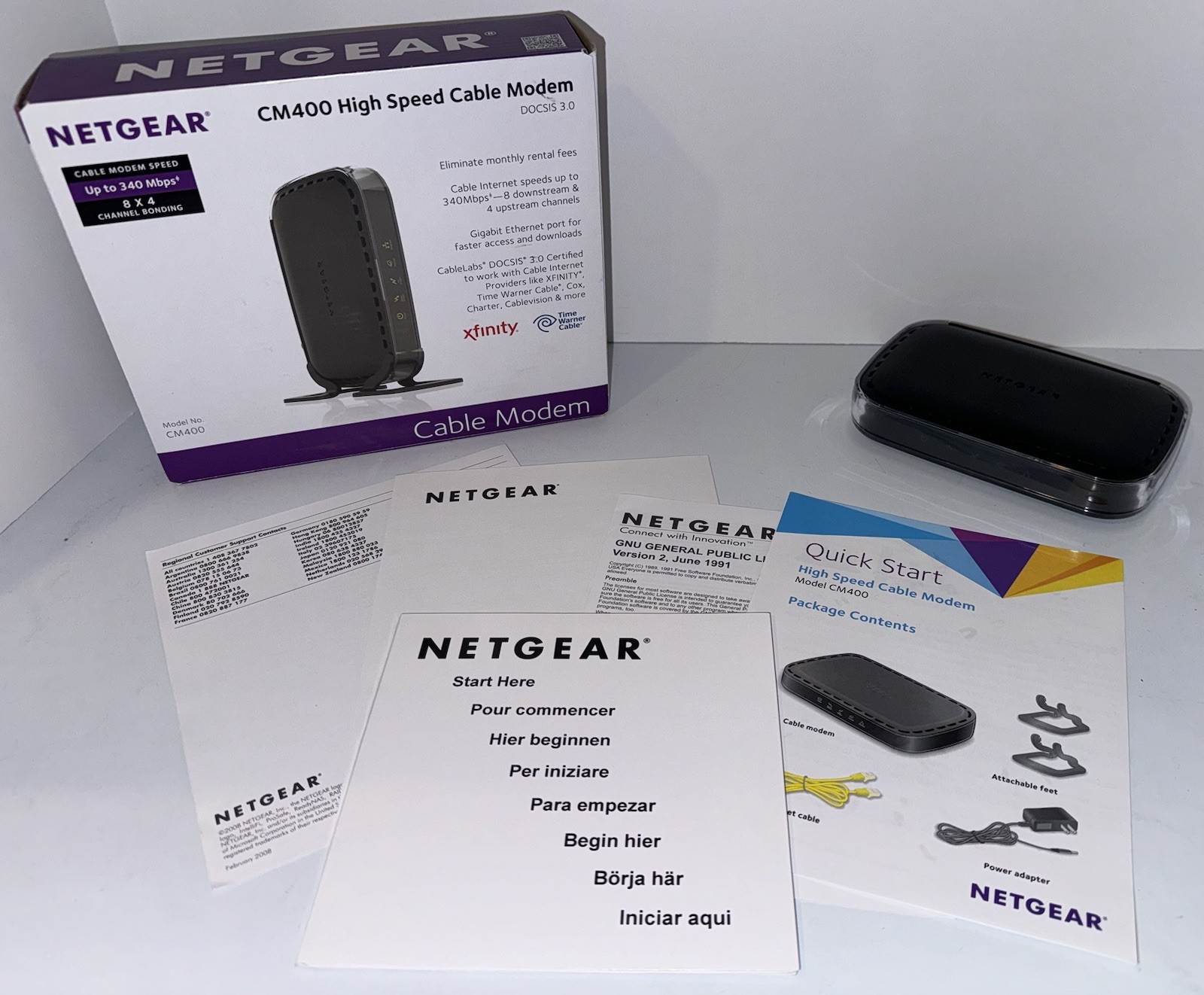 *NO CORDS* NETGEAR CM400 High Speed Cable Modem DOCSIS 3.0 | 340 Mbps