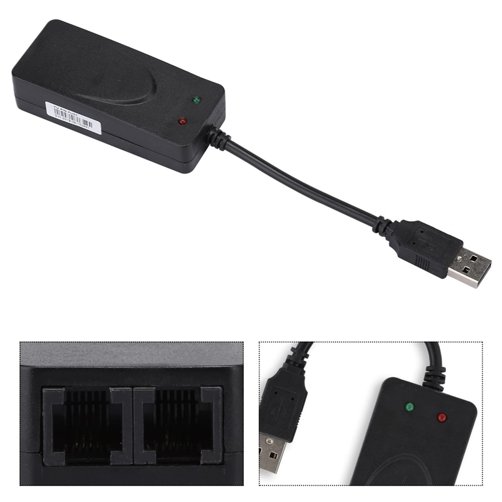 USB 2.0 56K Fax Modem External V.90 V.92 Dual Ports Win 7 8 10 XP AutoDial
