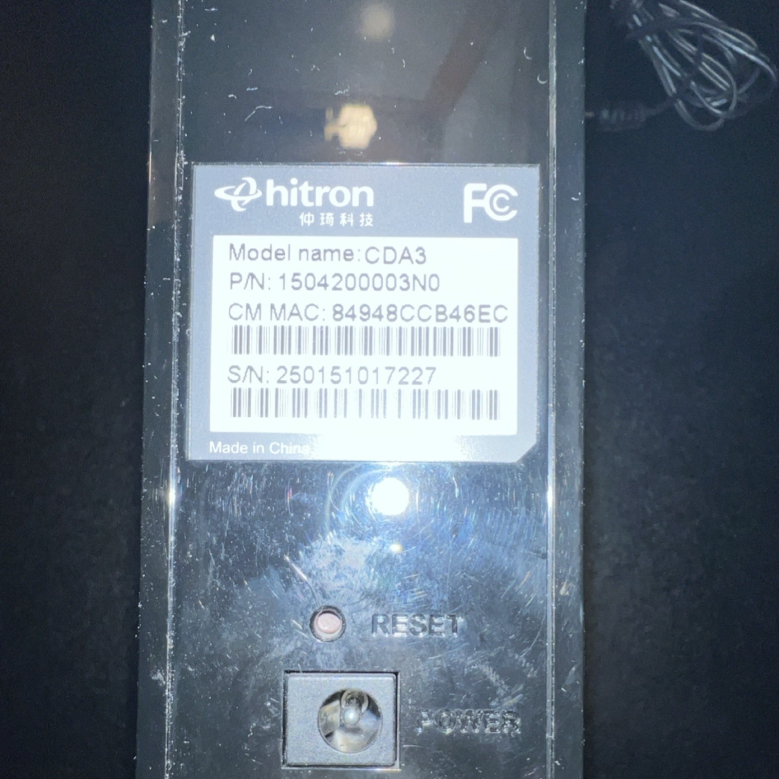 Hitron CDA3 Cable Modem Ethernet Coaxial Black 1 LAN Port Cable Modems & Routers