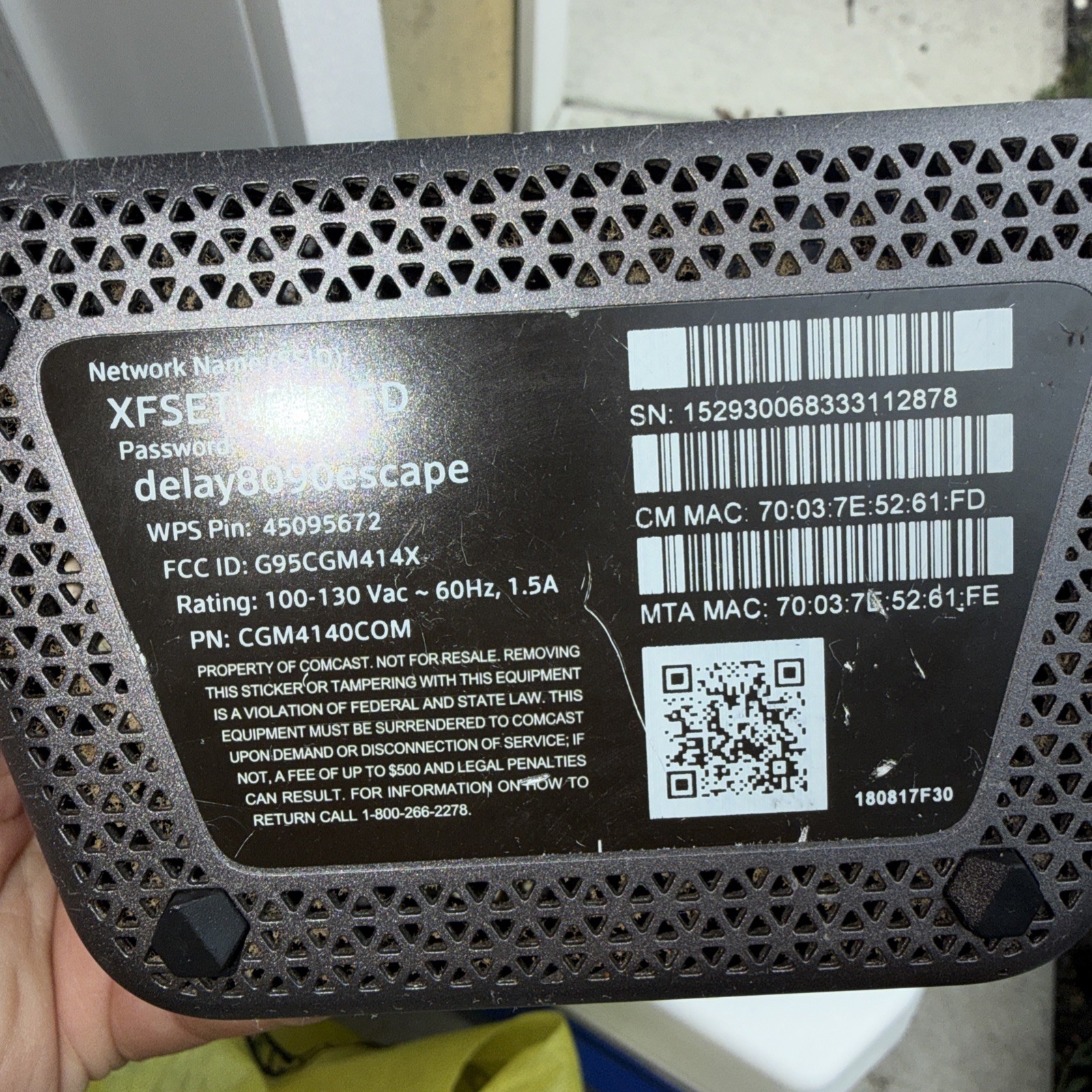 Xfinity Comcast XB6-T WiFi Router Modem With Power Cord