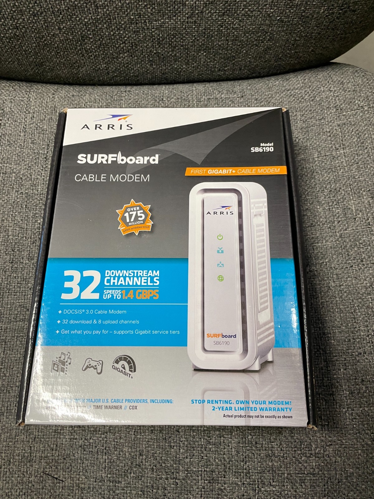ARRIS Surfboard SB6190 32×8 DOCSIS 3.0 Cable Modem with 800 Gbps Download