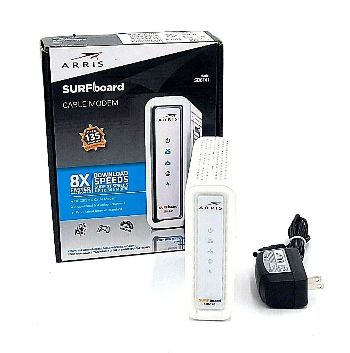 Arris SURFboard Cable Modem SB6141 DOCSIS 3.0 Ethernet Speed Up To 343 MBPS