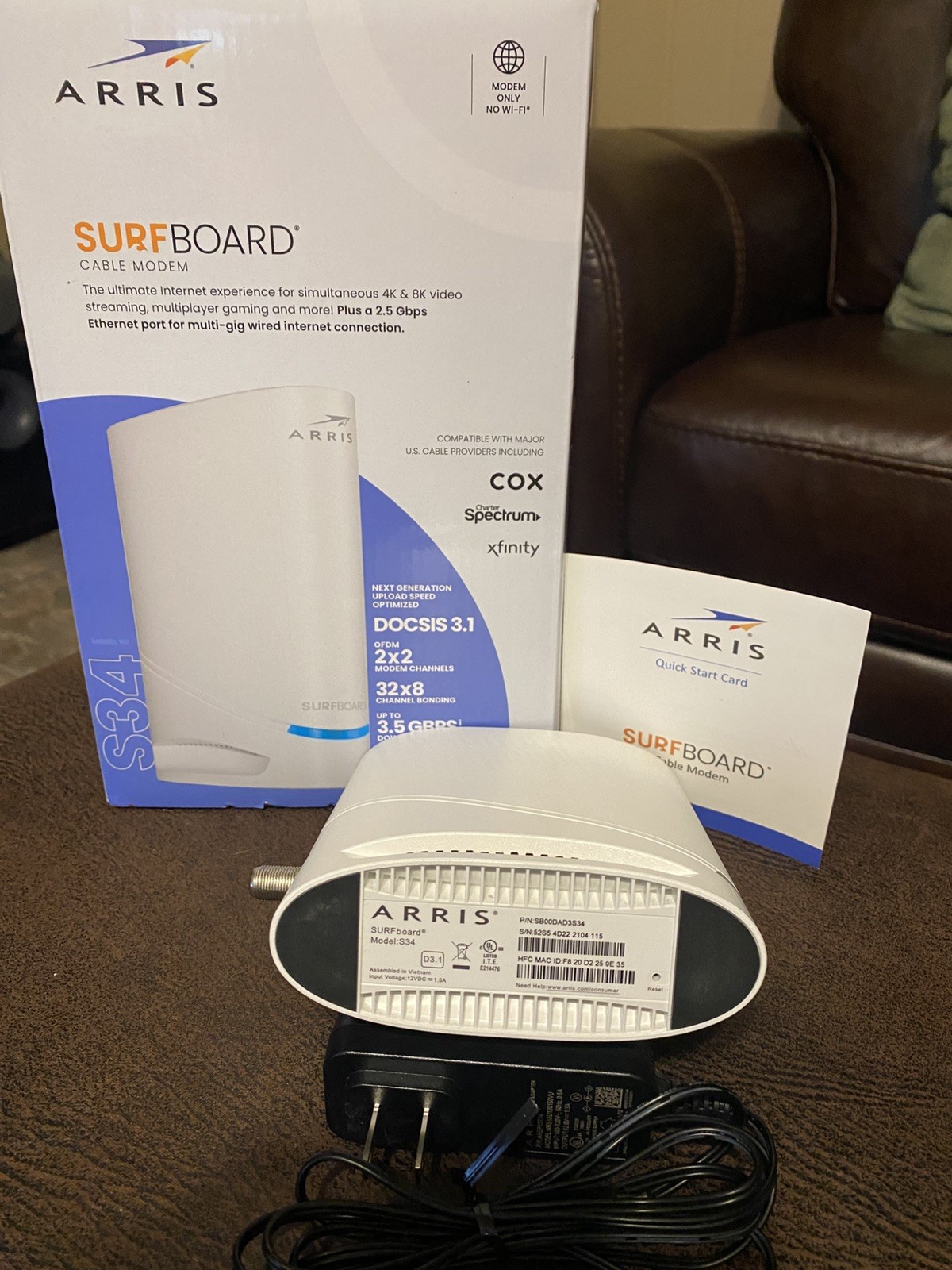 arris surfboard s34 docsis 3.1 cable modem