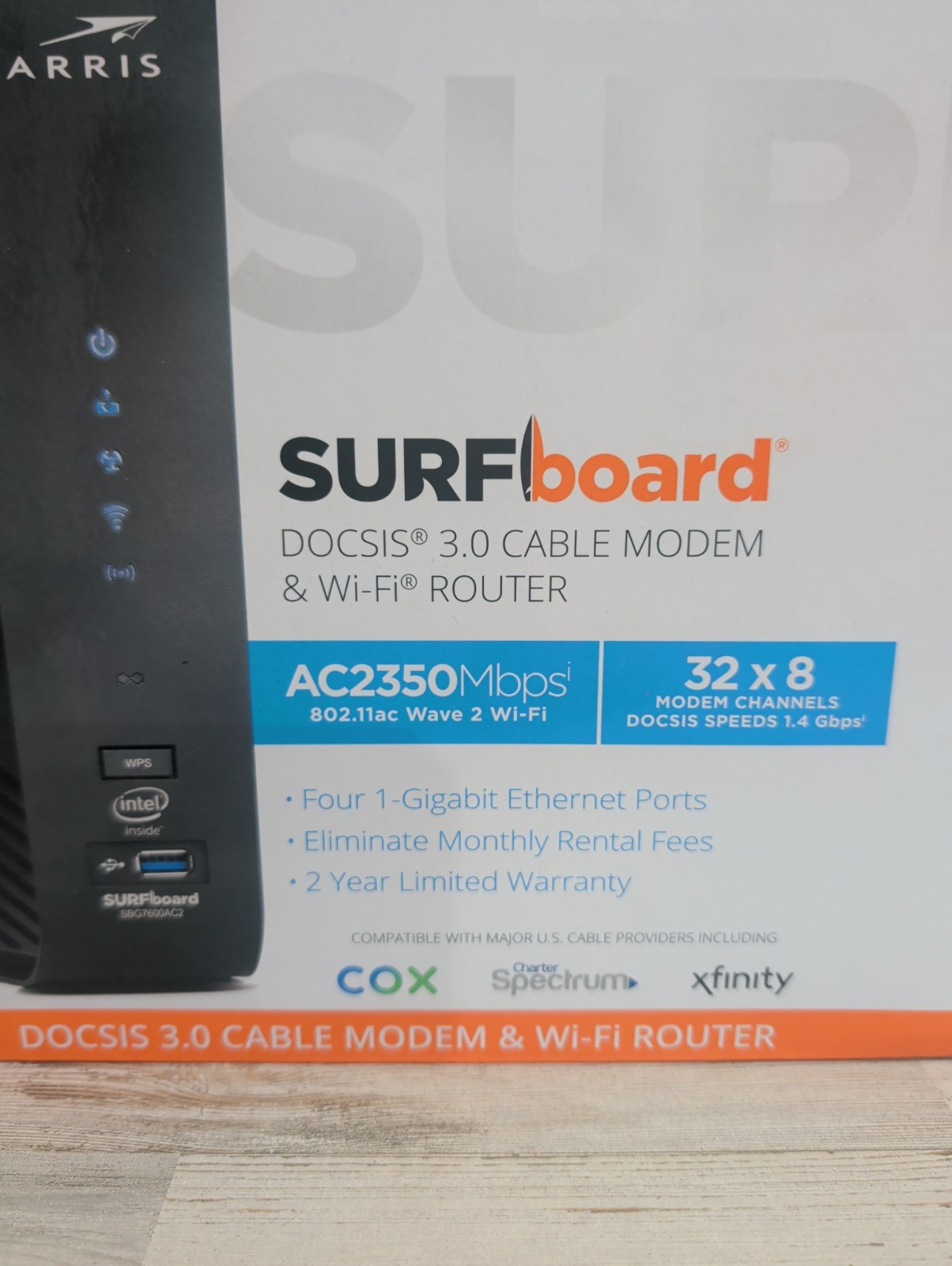 ARRIS SURFboard SBG7600AC2 DOCSIS 3.0 Cable Modem AC2350 Wi-Fi Router
