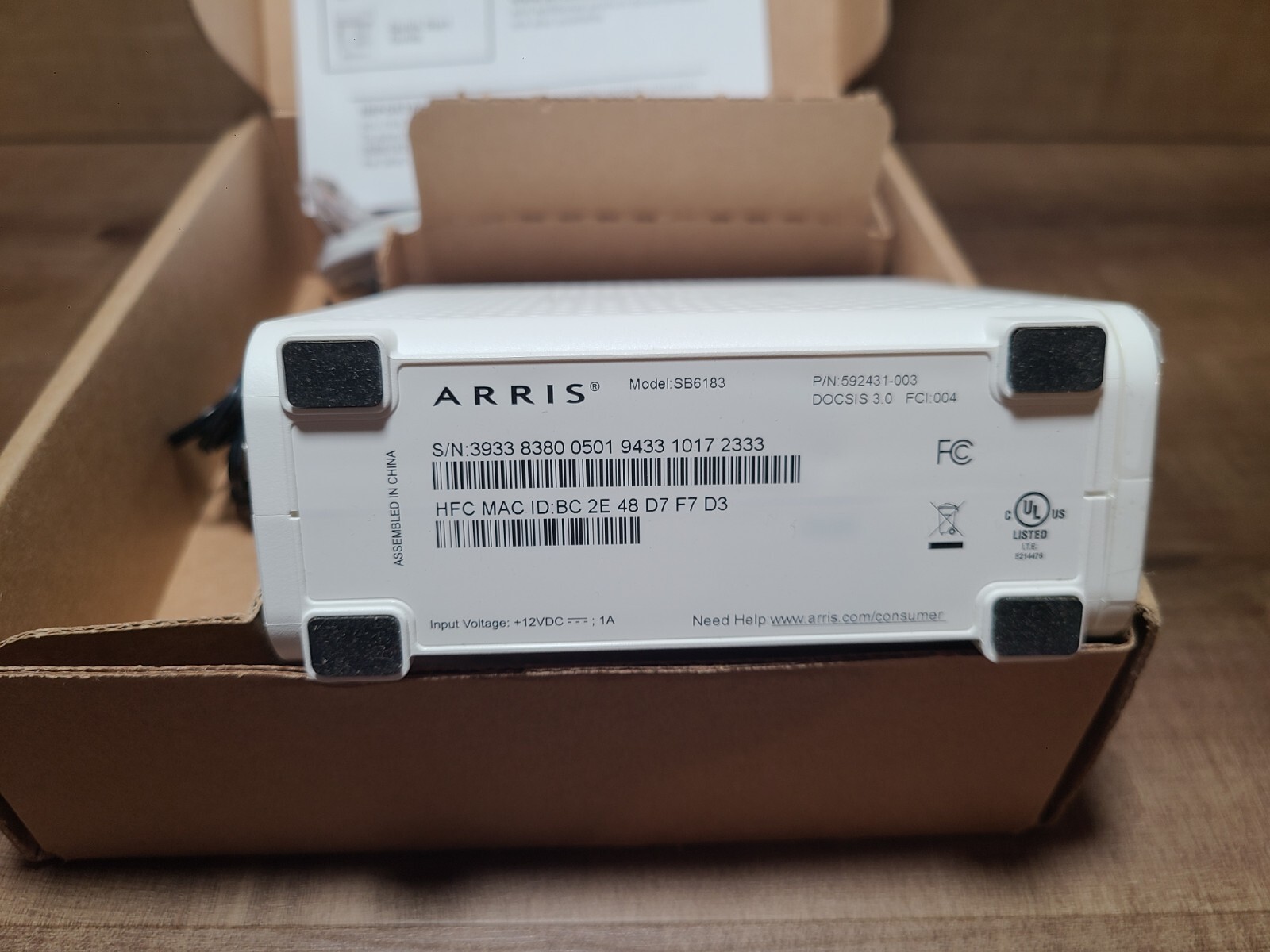 ARRIS SB6183 SURFboard DOCSIS 3.0 Cable Modem, 686Mbps, IPv4 & IPv6 Support, WHT