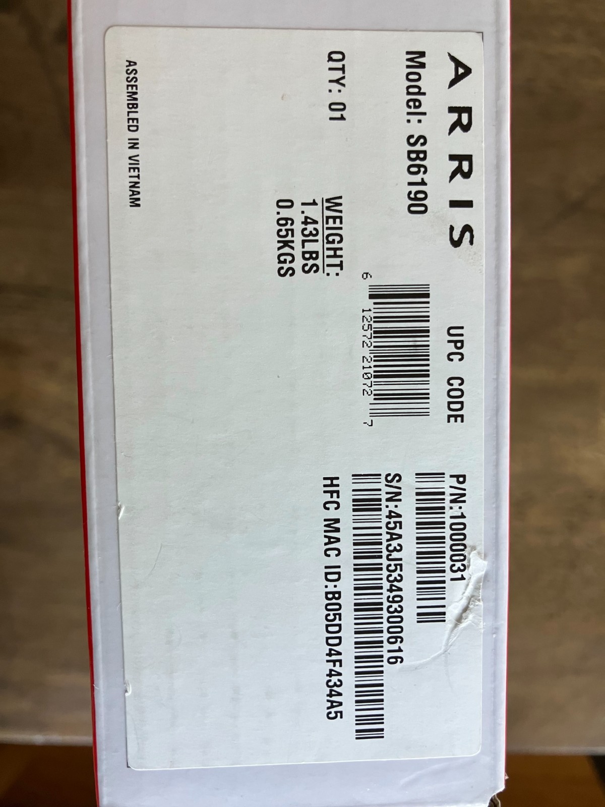 Arris SURF BOARD Sb6190 Cable Modem – in original box