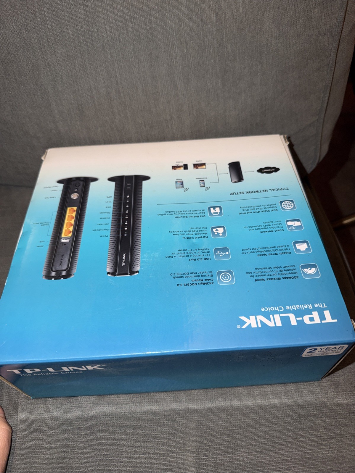 TP-Link TC-W7960 300Mbps Wireless Modem Router – Black