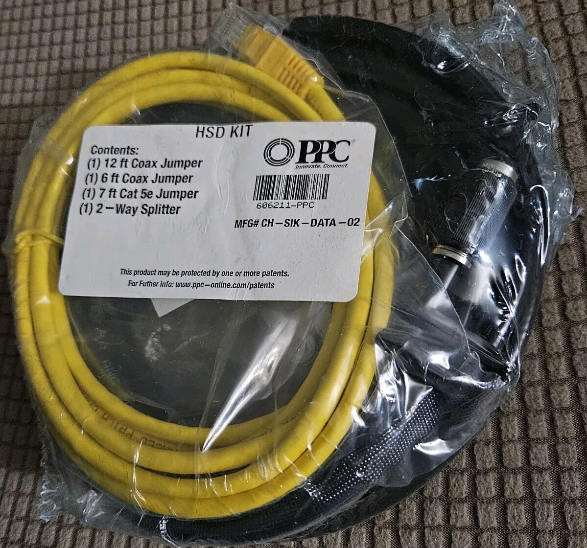 HSD HighSpeed Data Kit 7′ Cat 5e, 6′ and 12′ Coax Jumper Cables, 2-Way Splittler