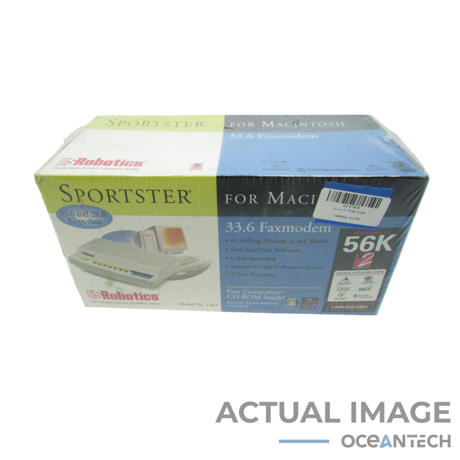 US Robotics Model 1265 Sportster 33.6 External Fax Modem – Factory Sealed