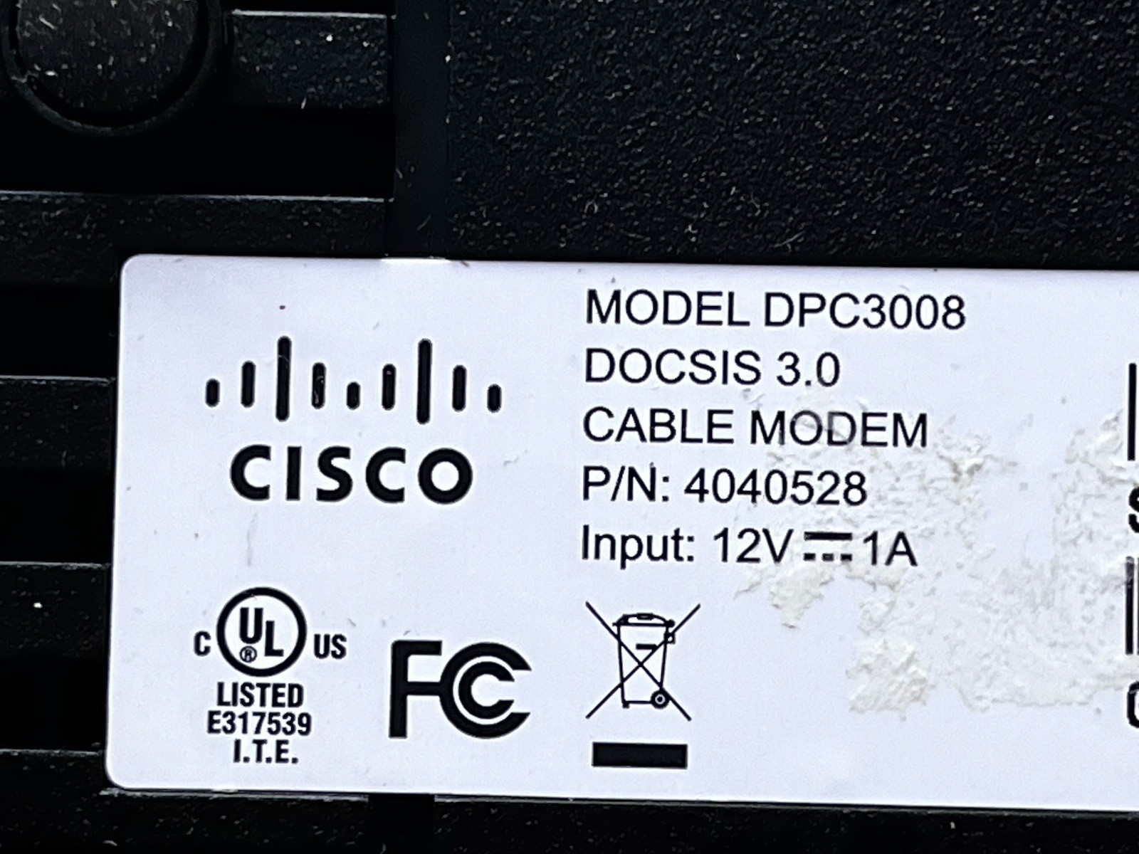 Cisco technicolor Cable Modem DPC3008 Unused. No Box Eng Elec Co Cord 3A-125DU12