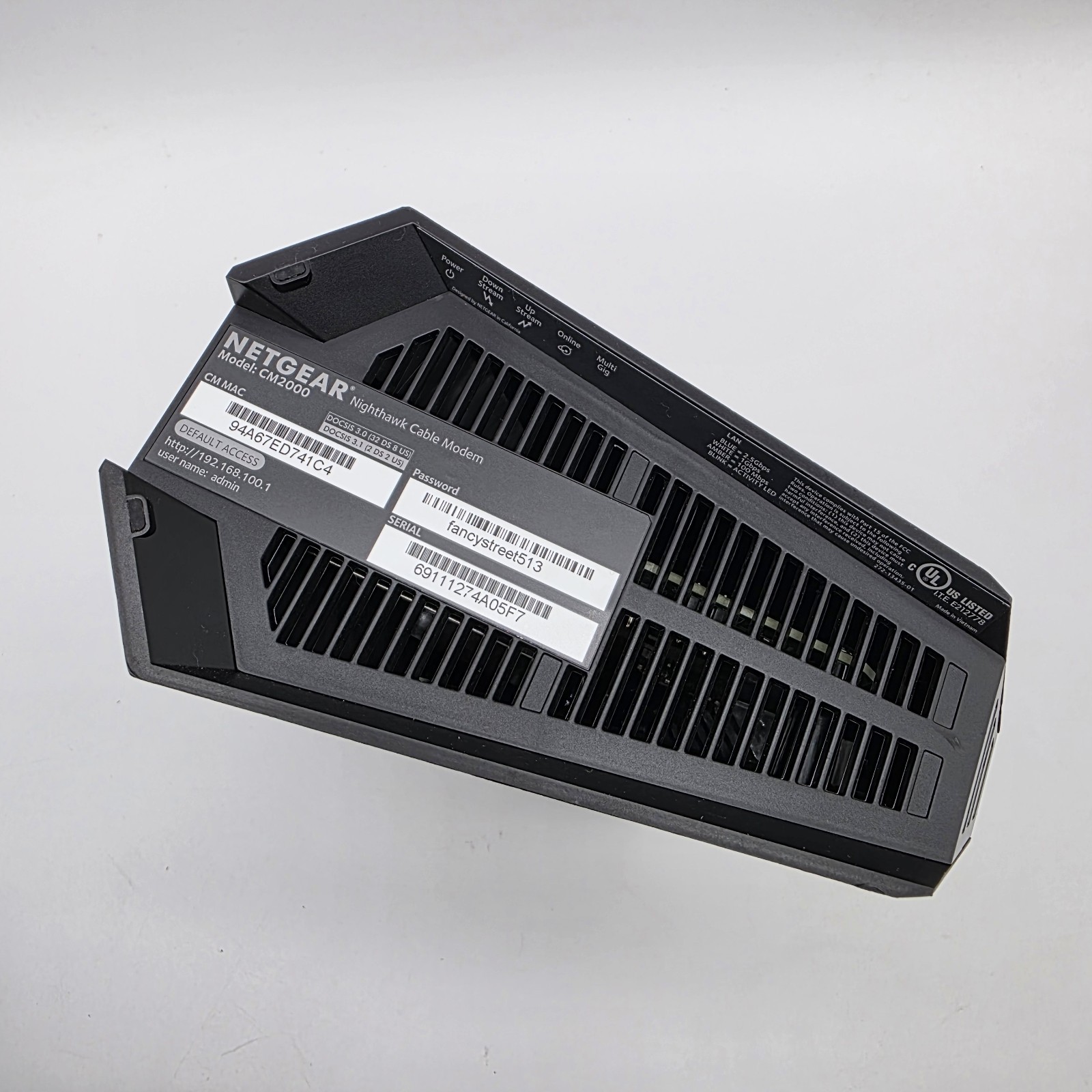 Netgear Nighthawk CM2000 DOCSIS 3.1 Multi-Gig 2.5Gbps Cable Modem w/ Cables