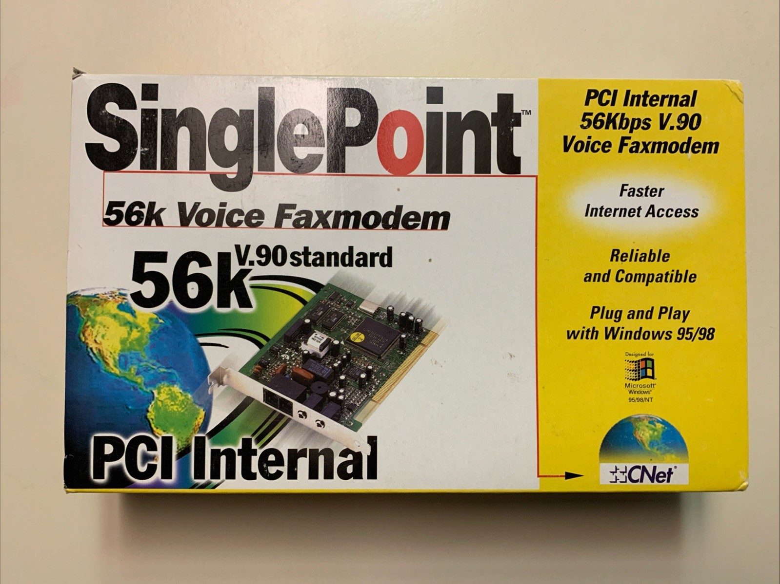 CNET Single Point Internal Modem 56k Voice Fax Modem Open Box