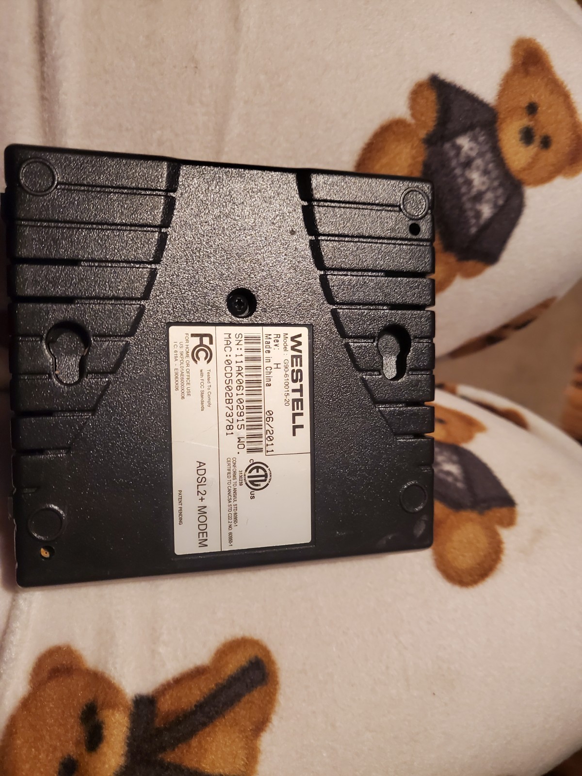 WESTELL 6100G ADSL2+ DSL MODEM G90-610015-20 REV H