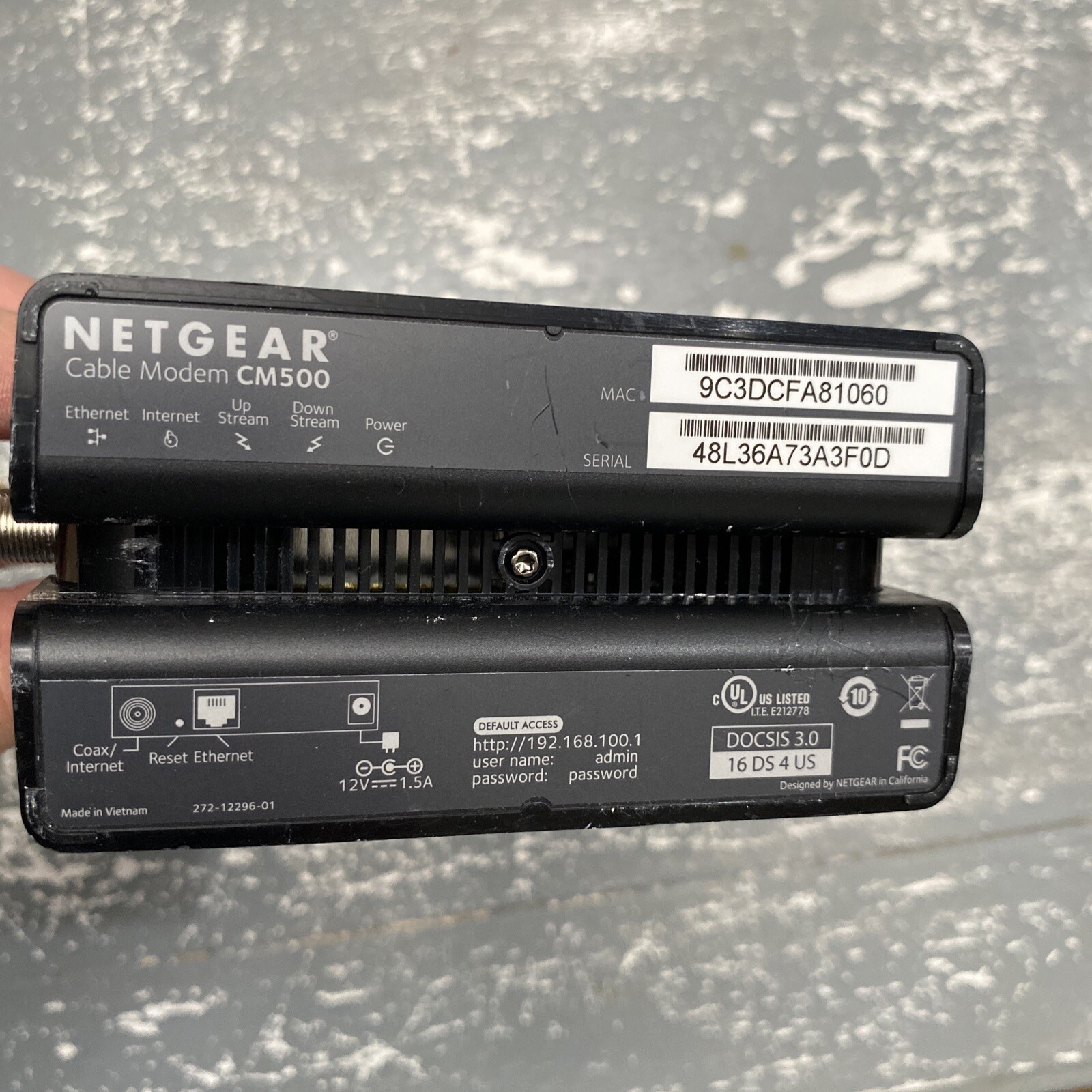 NETGEAR CM500 Cable Modem with Power Supply DOCSIS 3.0 / 16×4 680 Mbps. 10