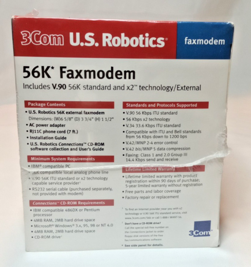 3Com US Robotics 56k Fax modem Model 5686 NIB