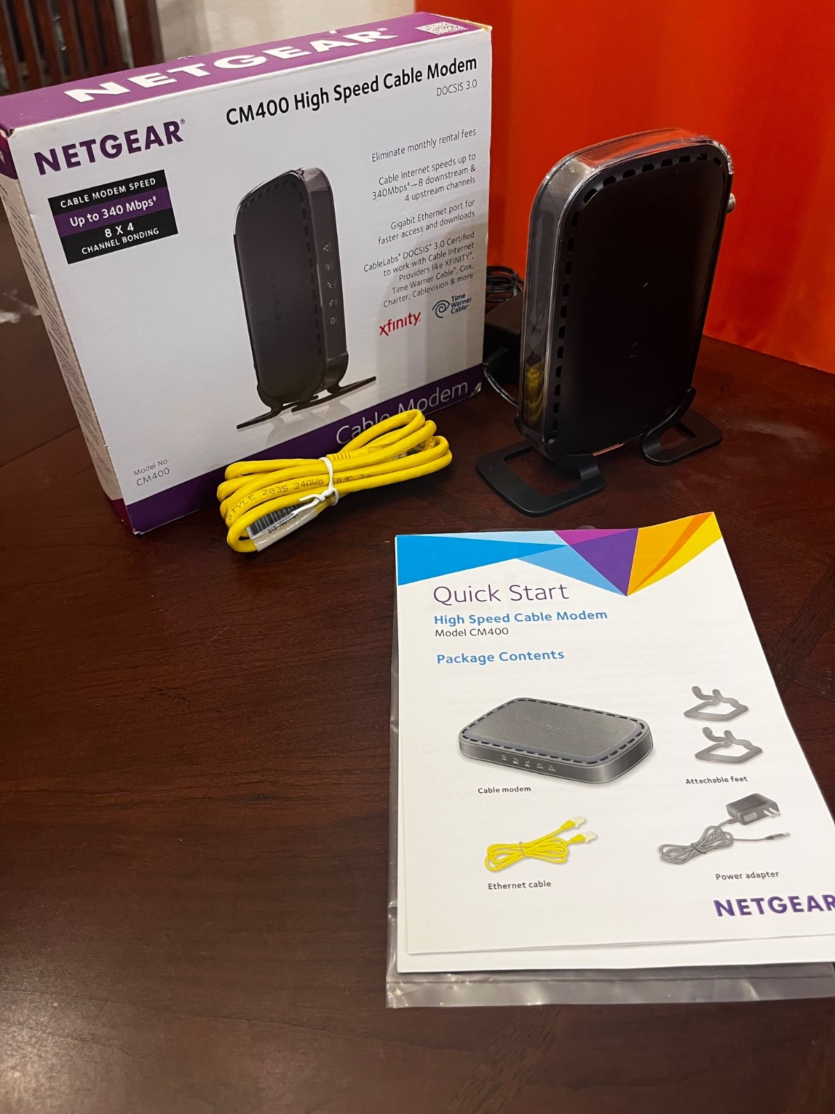 Netgear CM400 Docsis 3.0 High Speed Cable Modem + Power Adapter
